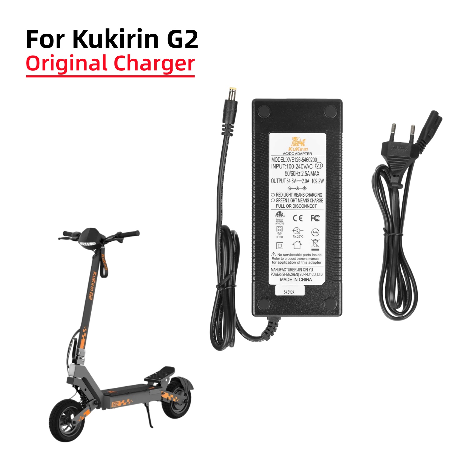 Electric Scooter Charger - Caricabatterie Originale per Monopattino Elettrico Kukirin